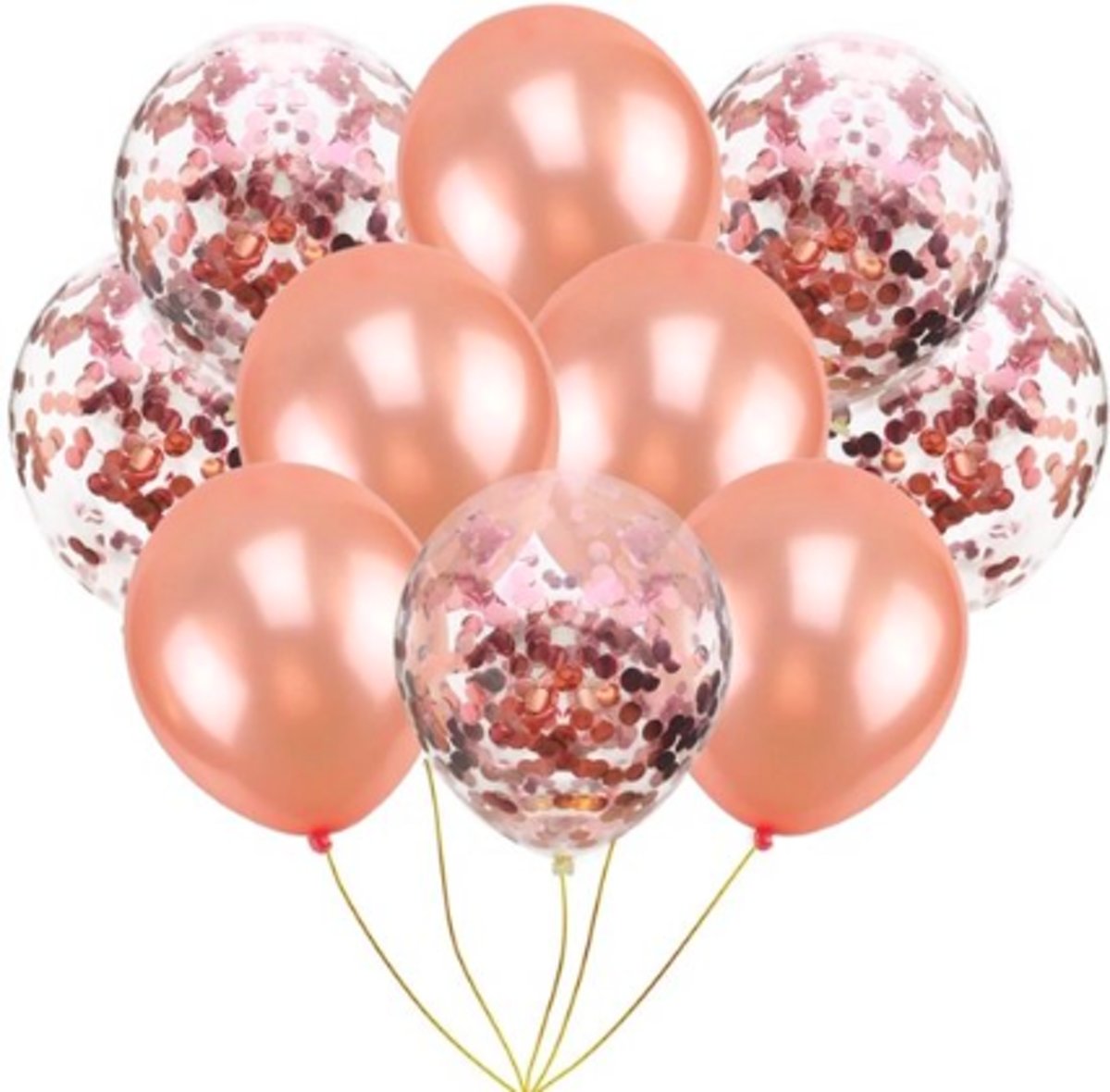 10 confetti ballonnen rosé goud en confetti rosé goud |Ideaal voor feesten, bruiloft, verjaardag en andere gelegenheden